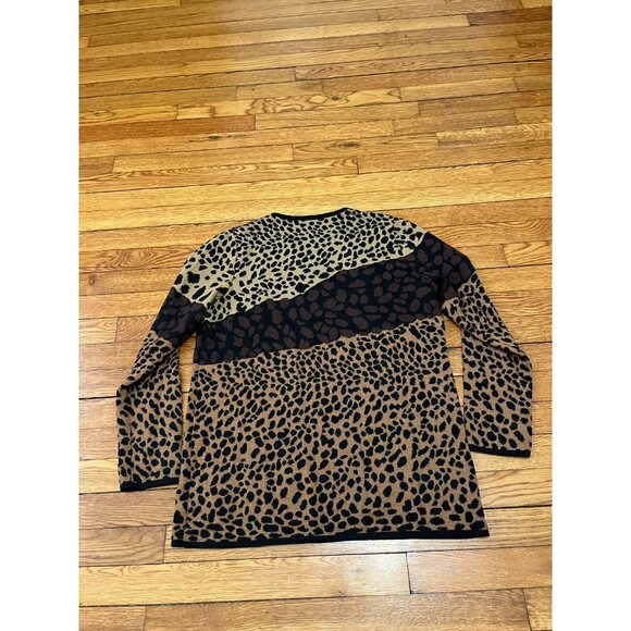 Iceberg Women's Cheetah Print Sweater 100% Virgin Wool Knit Size Large - Picture 4 of 4